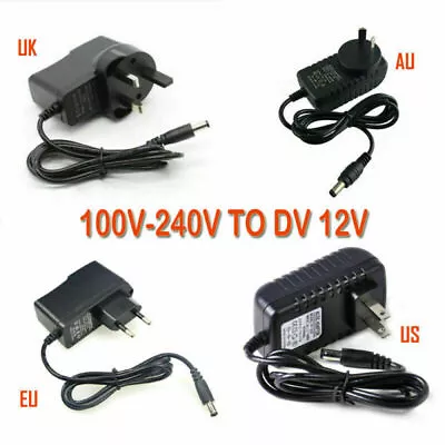 1A 2A AC/DC 12V Plug Power Supply Adapter Transformer For CCTV Camera/LED Strip • £4.60