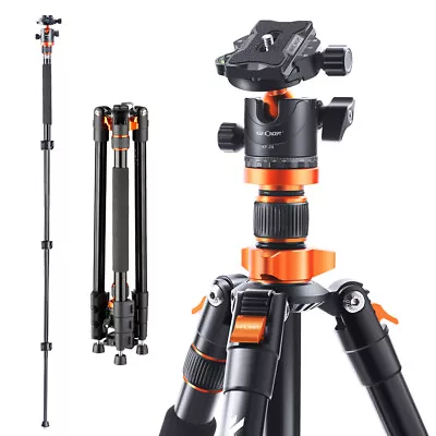 $113.99 • Buy K&F DSLR Tripod Aluminum Travel Vlog Tripod Monopod With 360° Panorama Ball Head