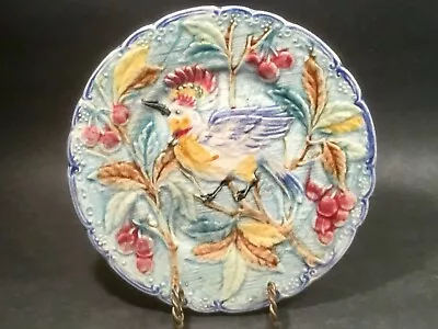 Antique Majolica Plate With Bird Of Paradise C.1890's-1900 • $149