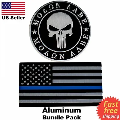 3D METAL Molon Labe NRA+ Thin Blue Line Flag Sticker Decal Emblem [Bundle Pack] • $7.94