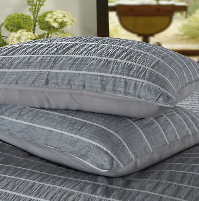 Quilt Duvet Cover Covers Bedding Set Luxury Grey  Linear  Duvet Cover Set • £11.04