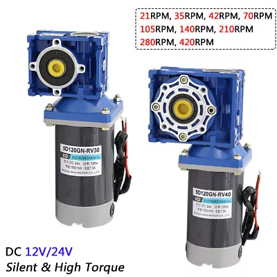 Worm Gear Reducer Gearbox Motor DC 12V/24V 120W Gearmotor 21-420 RPM NMRV30/RV40 • $279.99