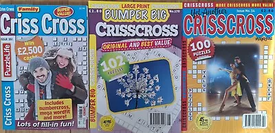 3 X Criss Cross Puzzle Books (Family/Bumper Big/Yet Another) - Over 290 Puzzles • £6.99