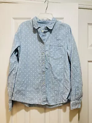 MADEWELL Chambray Dot Top M Light Blue Button Down Shirt Denim • $21.23