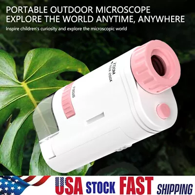 $13.10 • Buy Kids Mini Pocket Microscope 60-200x Handheld Magnification Lens W/ LED Light US