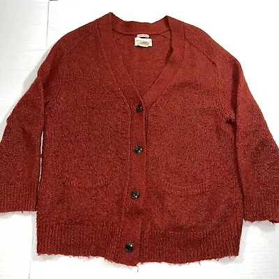 Denim & Supply Ralph Lauren Cardigan Women L Orange Italian Yarn Wool Mohair • $15