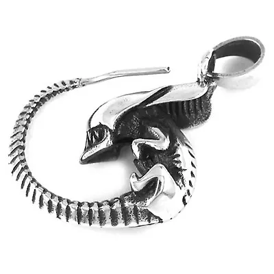 Requiem Alien Necklace Silver Stainless Steel UFO Xenomorph SciFi Pendant • $19.99