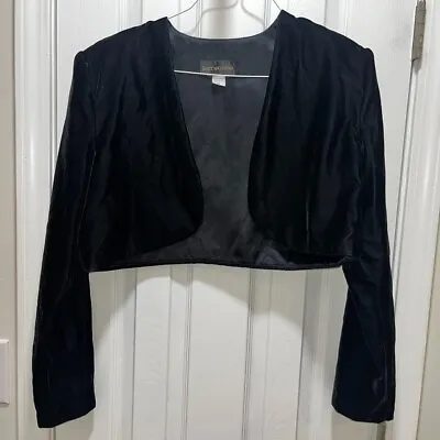 VTG Scott McClintock XL 2000 Black Velvet Cropped Shrug Bolero Jacket Y2K • $49.99