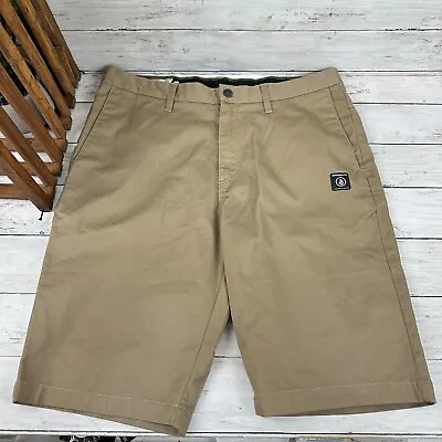 Men’s VOLCOM VMonty Modern Fit Stretch Skate Surf Beach Shorts Khaki Size 33 • $20.35