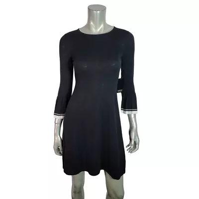 Adrienne Vittadini Sweater Dress XS Merino Wool Bell Sleeve Wednesday NWT • $23.99