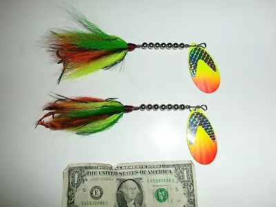 Lot Of 2 Unknown Fluted Blade Musky Muskie Bucktail Lure Harasser (?) - Used • $17.99