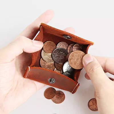 Genuine Leather Men Women Coin Purse Vintage Coin Bag Small Money Bag Wallet Bag • $16.19