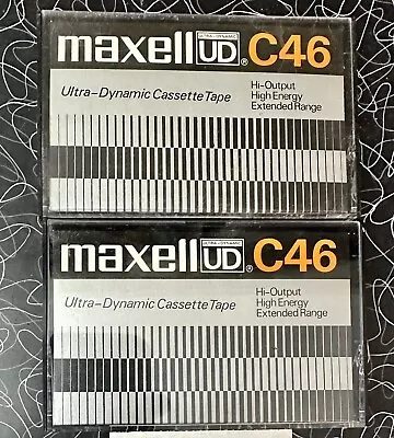 2 Maxell UD C-46 Cassette Tapes Clean J Cards No Writing • $10