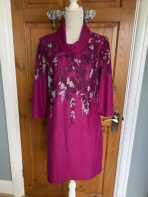 Tunic Dress By M&Co Size 12 Magenta Floral • £10