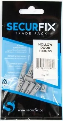 10x Securfix Trade Pack DIY Decorating Hardware Hollow Door Fixings Plugs Pack • £3.99