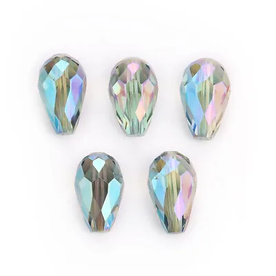 £2.80 • Buy 10x15mm Findings Spacer Bead Faceted Glass DIY Crystal Loose Beads Teardrop