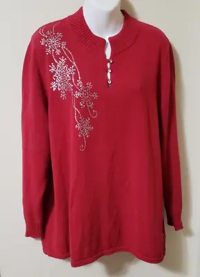 Quaker Factory  Red Sweater With Bling Size XL • $18