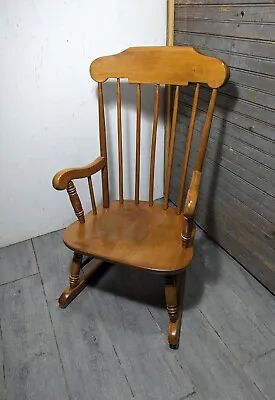 Vintage Ethan Allen Child Kid Windsor Style Nutmeg Maple Wood Rocking Chair • $243