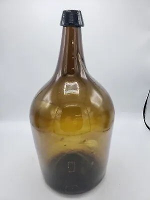 16.25  Antique Demijohn Bottle Free Blown Pontil Orange Amber Bubbles C. 1840 • $379.37