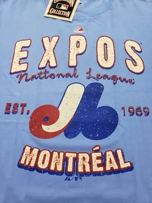 Montreal Expos Mlb Majestic Cooperstown Barney Tee Authentic Mens Shirt S • $11.99