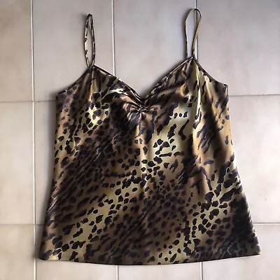 New Genny By Gianni Versace Silk Cami Top Stretch Animal Print Size 46 Italian • $51