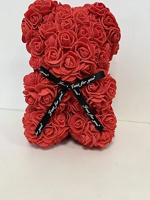 Foam Rose Bear Flower Teddy Birthday Valentine Lovers Gifts For Her Red 25cm • £5.99