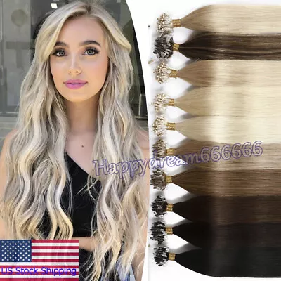 Micro Ring Loop Hair Extensions 100% Real Human Hair Micro Beads Loop Link Remy • $34