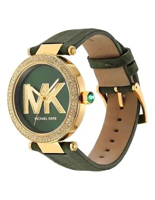 Michael Kors Women's Parker Three-Hand Green Croco Leather Band Watch MK4724 • $147