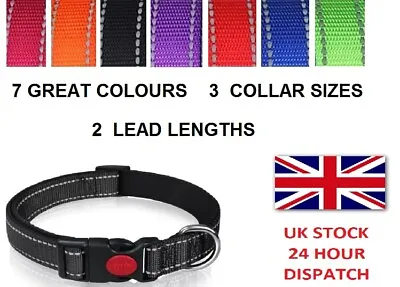 £7.49 • Buy Strong Dog Collar  Adjustable Nylon Reflective Puppy Padded Comfort XS S M L