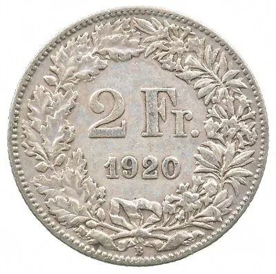 SILVER - WORLD Coin - 1920 Switzerland 2 Francs - World Silver Coin *551 • $6.35