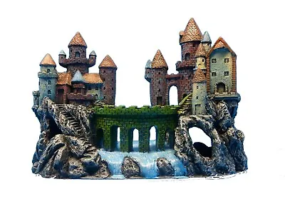 $13.15 • Buy Castle & Bridge On Rock Cliffs 25139 Aquarium Decor Polyresin Tank Ornament