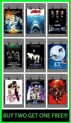 80'S MOVIES COLLECTION Movie Poster Saga Buy 2 Get 1 FREE Framed & Unframed • £2.95