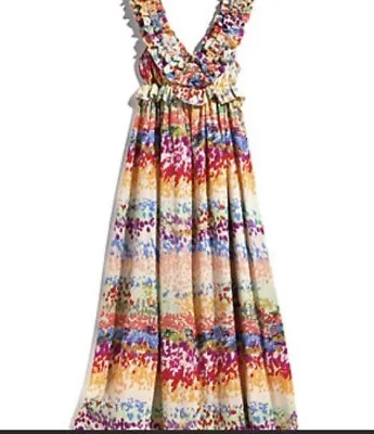 Summer Garden Collection By H&M Floral Ruffle Neckline Maxi Dress Size 6 MINT • $22
