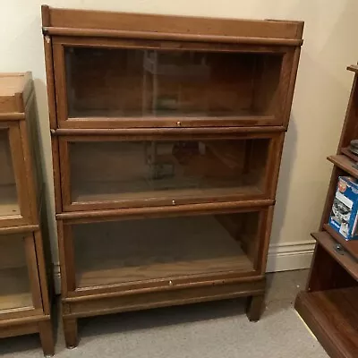 Vintage Antique 3 Section Shelf Oak Barrister Bookcase Stackable W/ Base And Top • $495