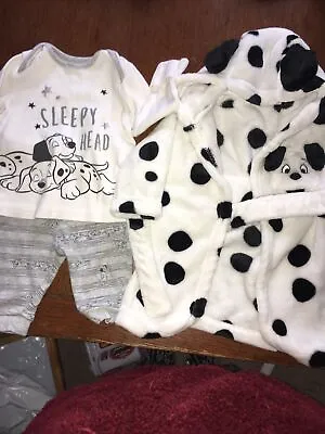 Baby Girls Pyjamas & Dressing Gown 101 Dalmations 3-6 Months • £5