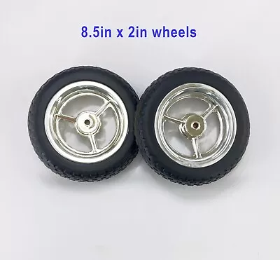 Pair Toy Wagon Scooter Cart Wheels 8.5 Inch Solid EVA Tire Chrome ABS New • $19.99