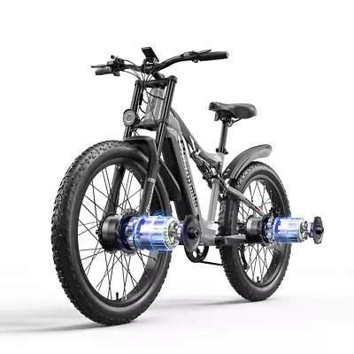 Electric Mountain Bike 26  2000W Full Suspension Fat Tyre E-Bike Dual Motor MTB • $1699