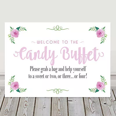 Pink Candy Buffet Table Sign For Christening Birthday Wedding 3FOR2 (P8) • £4.40