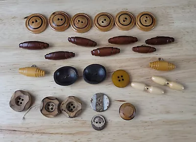 Vintage WOOD BUTTON Lot Of 25 Toggle-Two Hole-Shank Sewing • $7.49