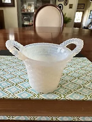 Opalescent Milk Basket Egg Cup - 3  Wide 2  High (at Handle) Vintage • $17.99