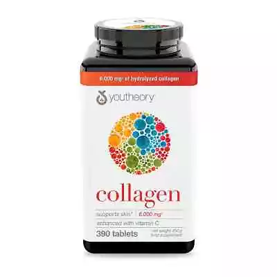 Youtheory Collagen Vitamins 390 Tablets Skin Hair Nail Formula 6000mg • £25.49