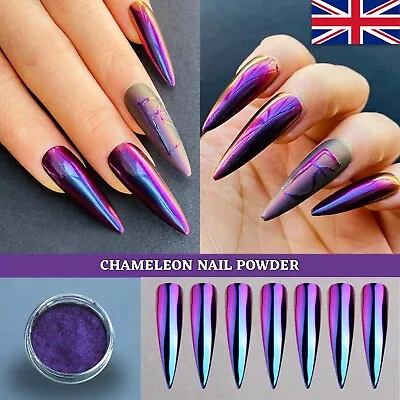 New Chameleon Nail Art Mirror Chrome Powder Rainbow Colour Changing Blue Purple • $5.41