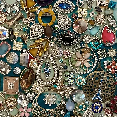 Vintage Costume Jewelry Lot Tiny Bits - Rhinestone Craft #100+DiY- Art Upcycle • $28