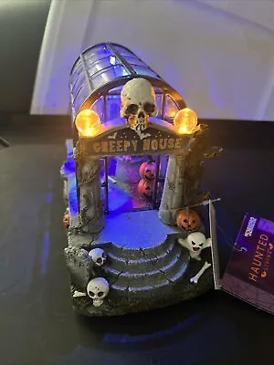 Haunted Village LED Lighted Musical Greenhouse Creepy Halloween Village Decor • £33.73