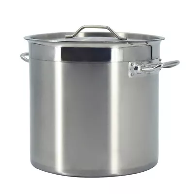 £19.90 • Buy 12L Deep Stock Pot Soup Cooking Stew Saucepan Casserole Stainless Steel Catering