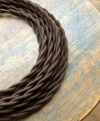 Brown Twisted Cotton Covered Wire Vintage Style Cloth Lamp Cord Antique Fan 18ga • $1.39