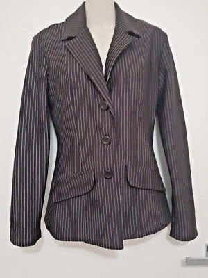$15 • Buy Size 8 - Size 10 Women's Brown Pin Stripe Long Sleeve Jacket As New