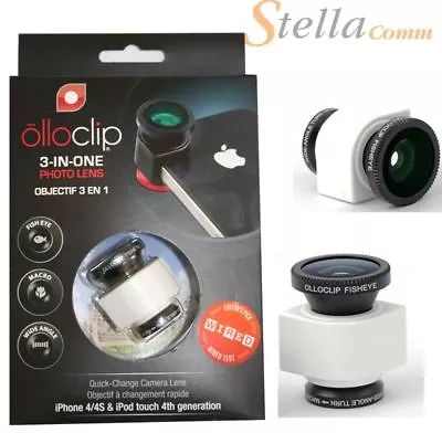 Olloclip 3-in-1 Macro/Fisheye/Wide Angle Lens Solution IPhone 4/4s White/Black  • £6.99