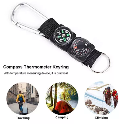 Mini Compass Keychain Survival Portable Hiking Carabiner Ring Camping • $7.79