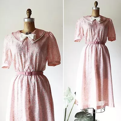 Vintage 80’s Pink Peterpan Collar Dress  • $48